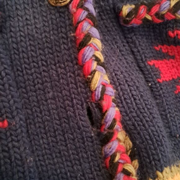 COLDWATER CREEK Heavy Wool Southwest Knit Cardigan Sweater Woman Size Medium - Picture 11 of 12